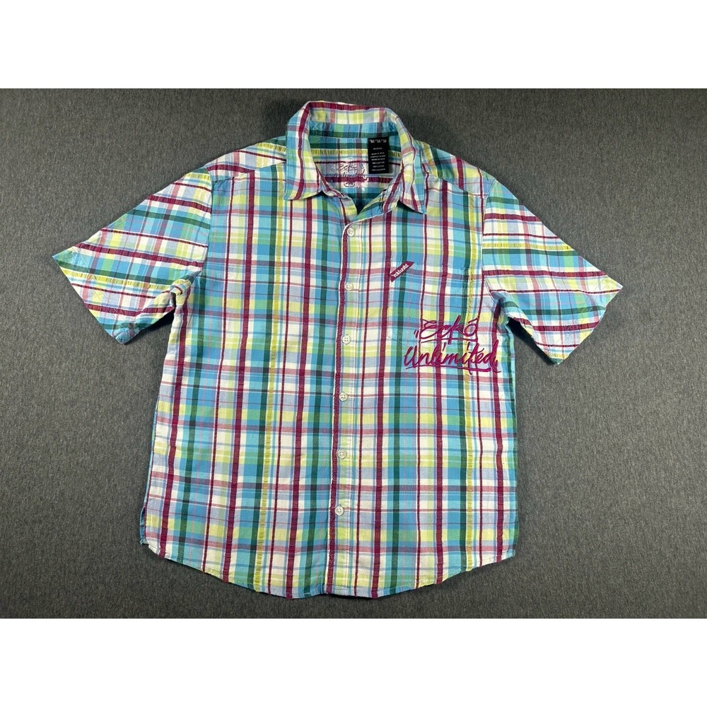 Vintage Ecko‎ Unitd. Plaid Short Sleeve Button Down Shirt Men's Size Medium